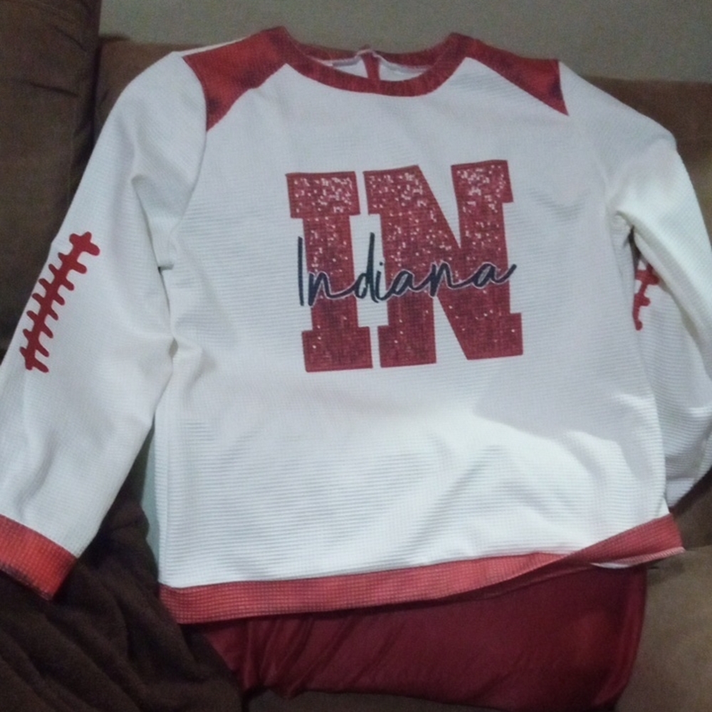 Indiana Red & White Kids Long Sleeve Top